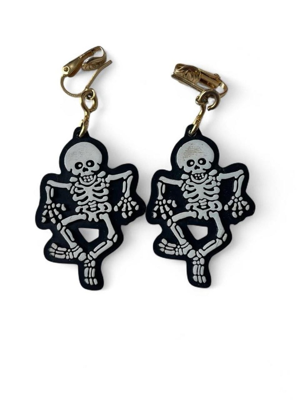 Vintage Hallmark 1987 Skeleton Clip-On Earrings